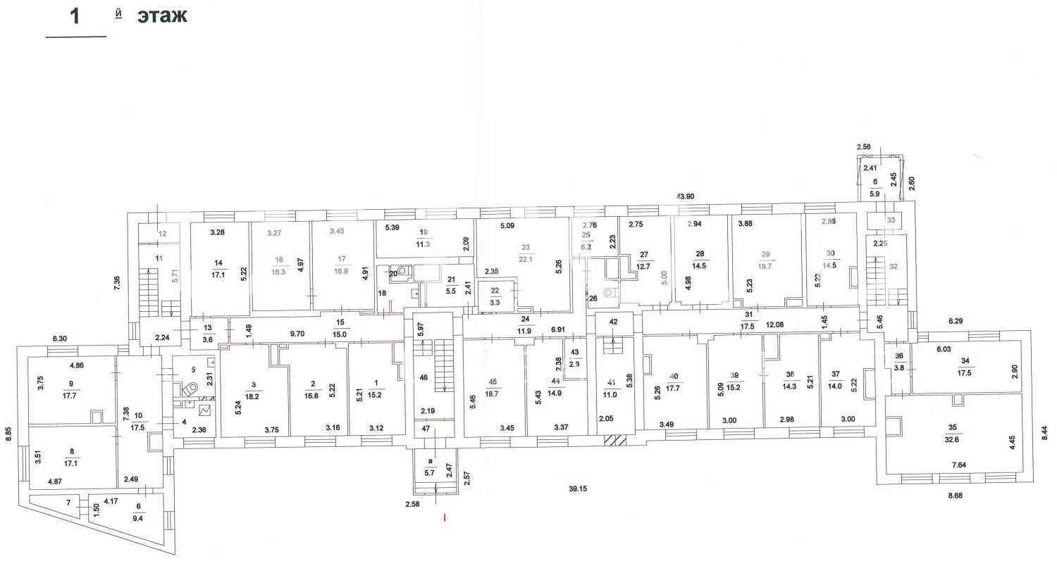 Планировка офиса 1639.7 м², 1 этаж, Административное здание «3-й Балтийский пер., 6, стр. 1»